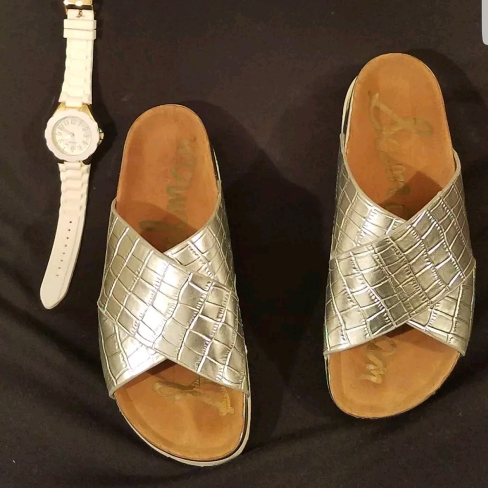 Sam Edelman 6M silver slides